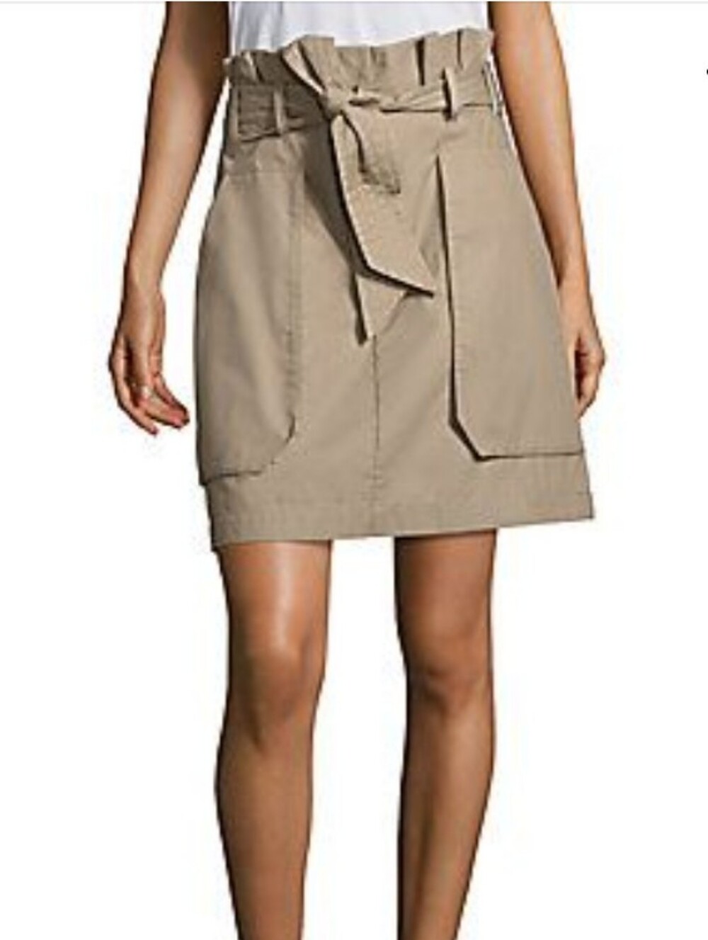 Prose & Poetry Wesley Paperbag Tie-Waist Mini Skirt in Khaki